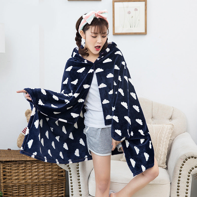 Hooded Plaid Sweatshirt Blanket